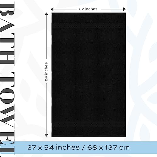 Image of White Classic Luxury Black Bath Towels Extra Large | 100% Soft Cotton 700 GSM Thick 2Ply Absorbent Quick Dry Hotel Bathroom Towel | 27x54 Inch | Black | Set of 4