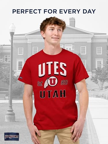 Image of JanSport NCAA Officially Licensed Campus Short Sleeve T Shirt for Men, Soft & Breathable Pre-Shrunk Cotton Crewneck T Shirt