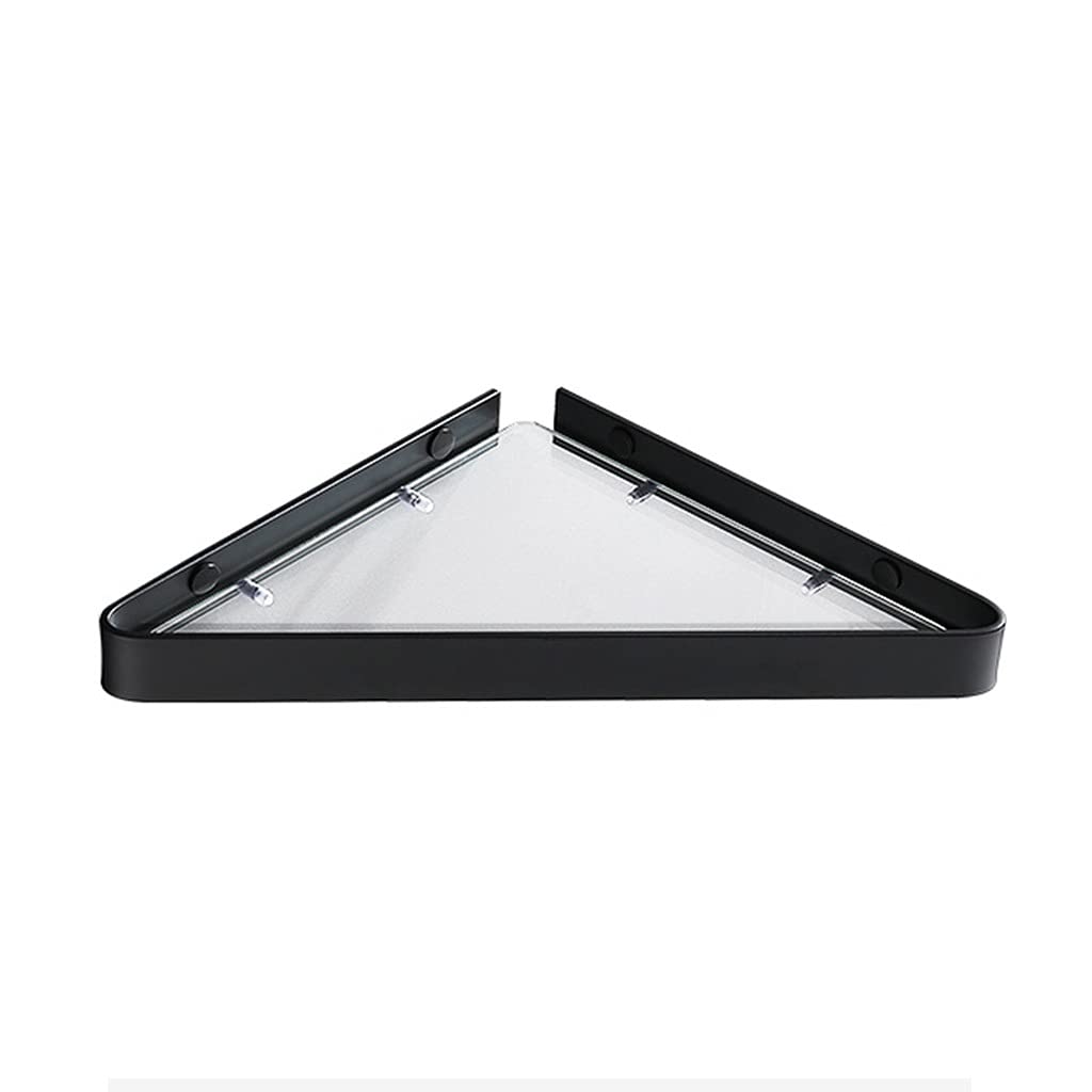 Estante de vidrio para baño con herrajes negros de diseño