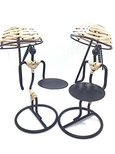 Cmei Handcrafted Cane And Metal Candle Holders, Unique Tealight Candle Holder Set Of 2 - Great Enhancement To Your Home Decor #TOP5