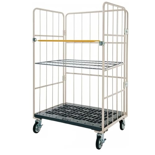 ロールボックス カゴ台車 MJR-5 1100W×800D×1700H (MJR-5C + メッシュ中間棚1枚) - マキテック - 商品画像