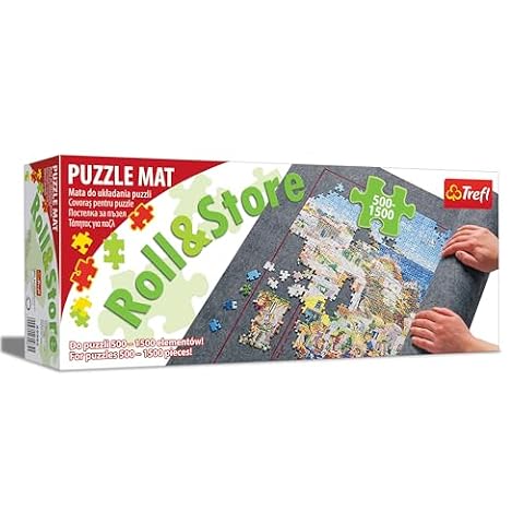 Trefl – Mata do Układania Puzzli, 500-1500 Elementów Trefl – Do Przenoszenia i Przechowywania Puzzli, Mata z Mocnymi Rzepami, Do Układanek o Rozmiarze do 85x58 cm