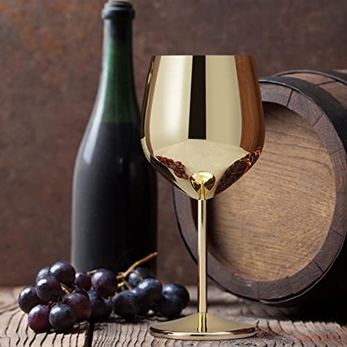 Lifecapido Stainless Steel Wine Glasses, 18Oz Stainless Steel Wine Goblets, Stemmed Metal Wine Glasses With Cup Brush For Party Office Wedding Anniversary, Great For Red White Wine (Gold) #TOP4