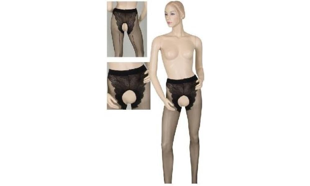 Cottelli Crotchless Tights with Backseam - Black - S