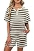 WIHOLL Lounge Sets for Women Two Piece Short Sets Summer Pajamas for Women Two Piece Business Casual Airport Outfits Beach Vacation Clothes Matching Fashion Clothing Striped XL