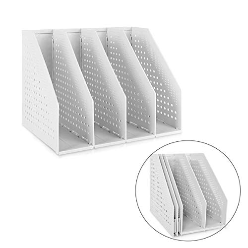 Marte Vanci Revistero plegable de 4 compartimentos para escritorio, ajustable, resistente, divisores...