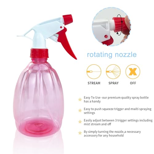 Diompirux 3 Stücke 500ml Transparente Sprühdose aus Kunststoff - Multifunktionaler Zerstäuber für Garten, Pflanzen, Friseur, Autopflege