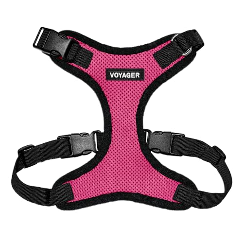 Image of Voyager Step-in Pet Harness - All Weather Mesh, Adjustable Step in Harness for Cats and Dogs by Best Pet Supplies - Fuchsia /Black Trim, S