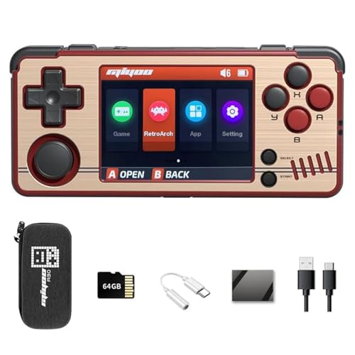Miyoo A30 Handheld Game Console 2.8" IPS Screen Retro Video Games Consoles with 64G TF Card Cortex-A7 Linux System 2600mAh Includes Storage Bag (Red)
