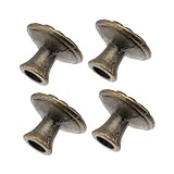 Housoutil 4pcs Round Handle Antique Fridge Appliance Metal Parts Retro Small Door Handles Vintage Dresser Handles DIY Drawer Handles Cabinet Hardware Knobs Entry Zinc Alloy Appendix Replace