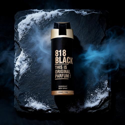 Image of HP 818 Black Deodorant for Men, 200 ml | Bold, Mysterious - Vetiver, Geranium & Lemony Notes | Long-lasting Men's perfume | Ideal Evening Fragrance|Gift For Brother | Gift For Friends