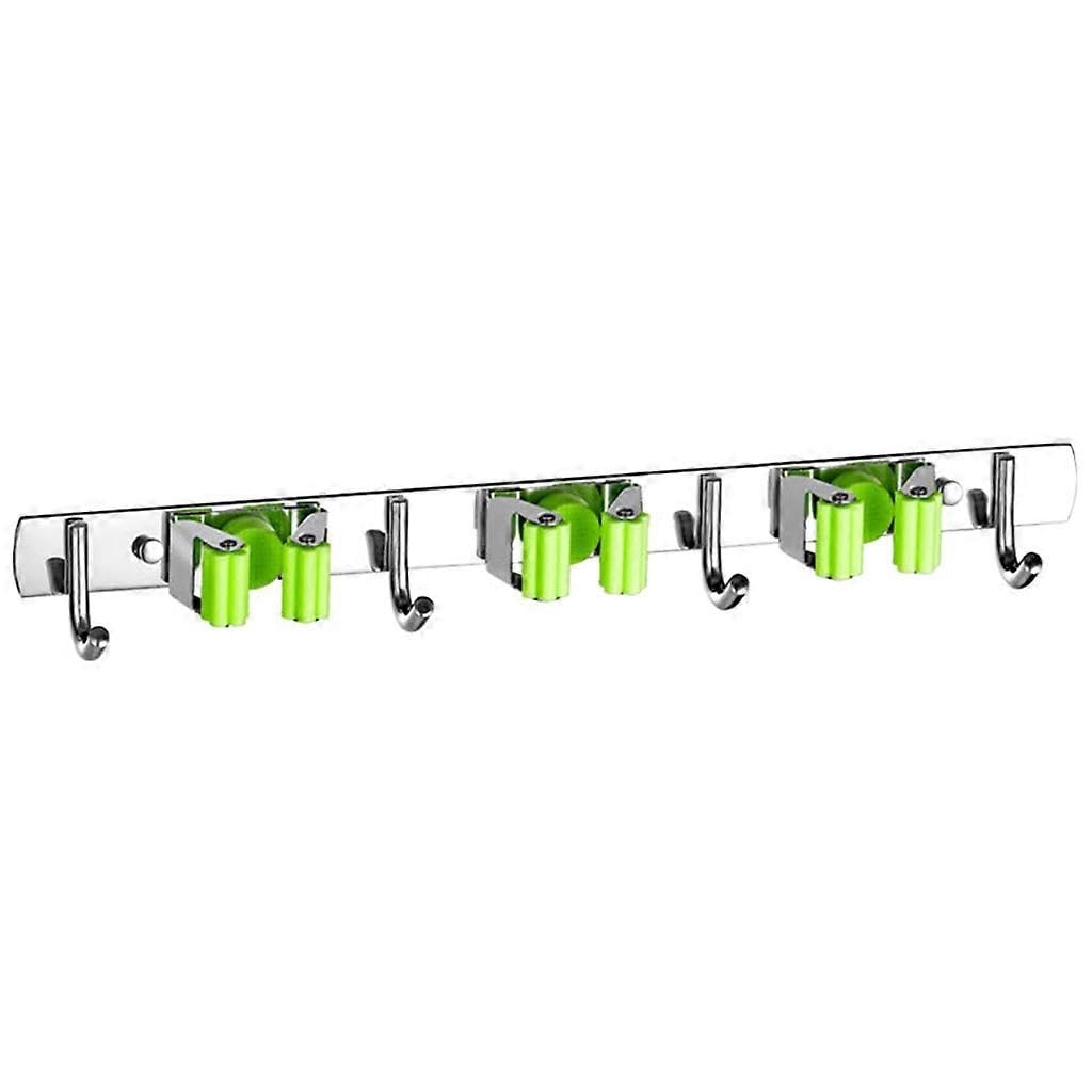 JOYHAPPST Stainless Steel Broom Holder Wall Mounted Broom Rack Mop Organizer Bathroom Clip