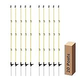 Electric Fence Posts 46 Inches, Fiberglass Step in Temporary Electric Fence Posts for Cows, Sheep, Dog, Portable Fence Stakes for Electric Fencing-20 PCS