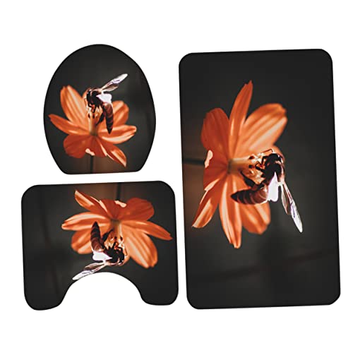 Cabilock 3 1 Badematten-Sets Wc-Bodenmatten-Set Teppich Duschvorhang Wc-Vorleger Haushalt 4-Teiliges Set