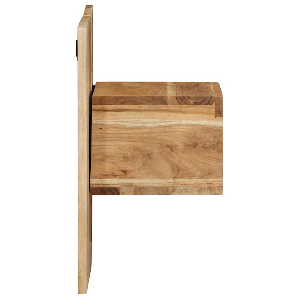 Générique Stolik nocny ścienny z litego drewna akacjowego 50 x 27 x 50 cm z dużą przestrzenią do przechowywania książek i szklanek, pływająca konstrukcja oszczędzająca miejsce na podłodze