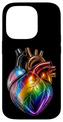 Progress Pride ��U�w �n�[�g �C���N���[�V�u LGBTQ �_�[�N�A�[�g �X�}�z�P�[�X iPhone 14 Pro �p