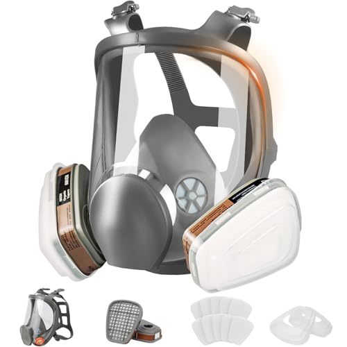 ZXICH Masque à Gaz Masque Anti Poussiere, Masque de Protection Masque Respiratoire Intégral Réutilisable avec Filtres Masque Idéal Pour Polissage,Soudure,Graffiti, 6800 La Peinture En Aérosol