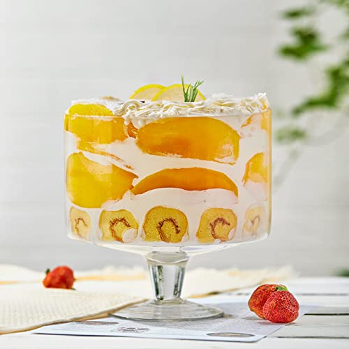 Grandartic Trifle Bowl With Pedestal Glass Crystal-Clear, Round Dessert Display Stand For Laying Cakes, Pastries, Baked Goods, Fruit And Salad Set Of 1, 116Oz(3.3L) #TOP4