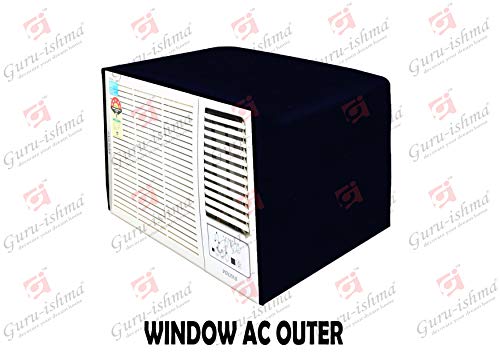 Image of Waterproof Polyester Window AC Cover 1 Ton - Indoor & Outdoor Combo Set with Elastic fit | All-Weather Dustproof UV & Scratch Protection, Durable Secure Fit-(Blue)