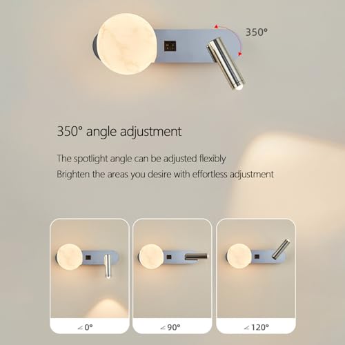 Luz de pared interior moderno regulable 3000K-6000K con rotación de 350° 3
