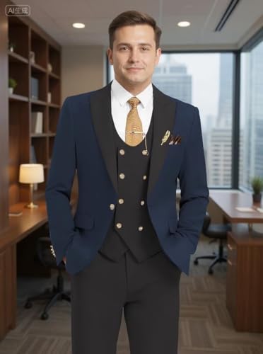 3 Piece Men's Suits Slim Fit Suit Double Breasted Tuxedo for Men Wedding Prom Formal Business3