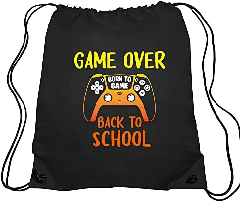 Haizct Game Over Drawstring Backpack, Game Handle Drawstring Backpack Travel Sports Gym Bags for Women Men, Unisex Drawstring Backpack Bag for Gym Shopping Sport Yoga Dance Rehearsa