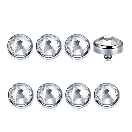 Xpircn 14G Titanium Micro Dermal Anchor Top Crystal Top Dermal Piercings Surface Skin Piercing Body Jewelry