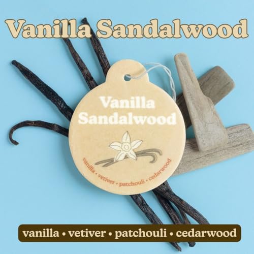 Image of Happy Wax Vanilla Sandalwood Car Charms 4-Pack - Scent Notes: Vanilla, Vetiver, Patchouli and Cedarwood