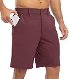 BGOWATU Mens Golf Shorts 9' Stretch Casual Dress Shorts Dry Fit Athletic Hiking Shorts for Summer with Pockets Wine Red 34