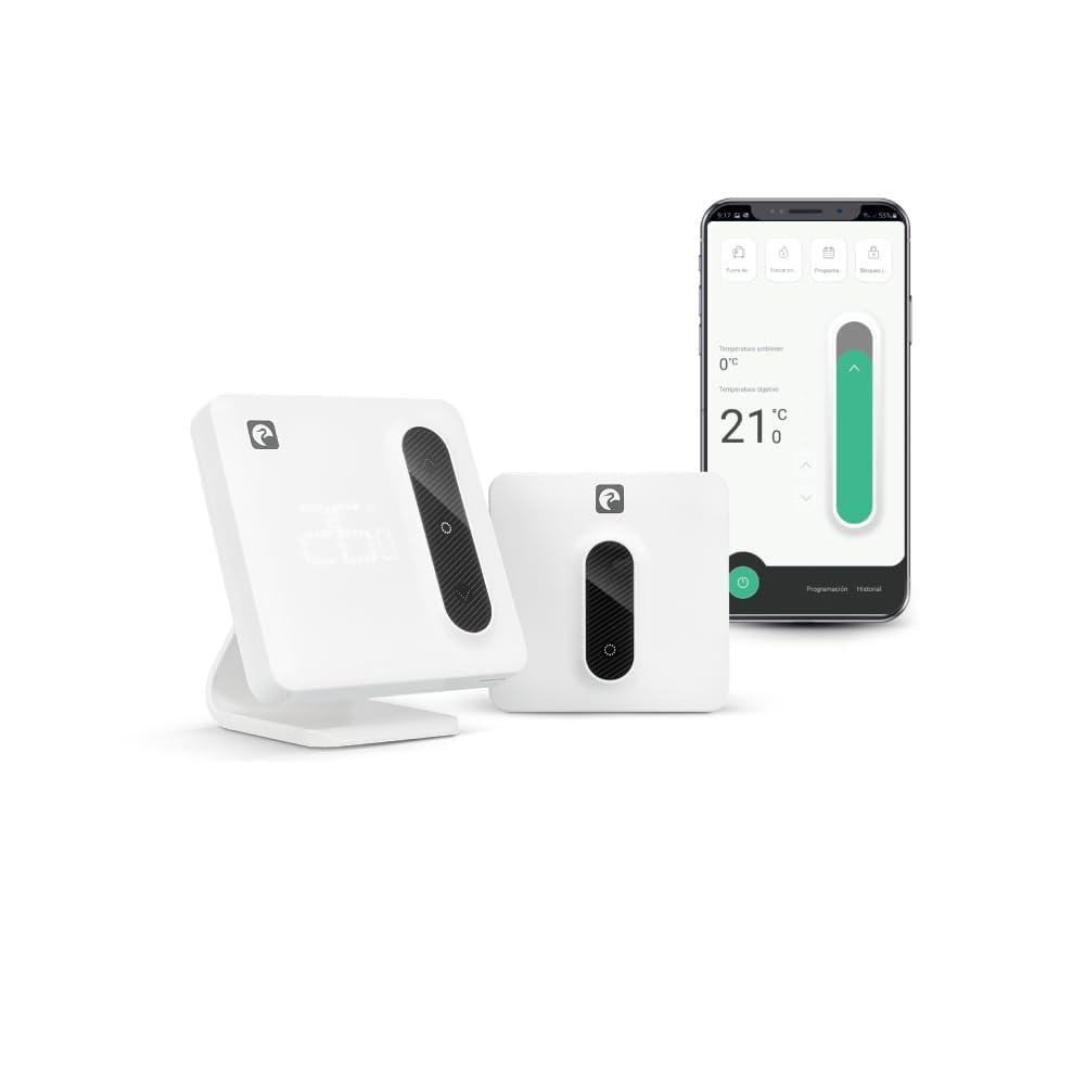 Garza Smart 401367G 401367G inteligentny termostat Wi-Fi do grzejników i ogrzewania, z adapterem, miernikiem zużycia, obsługą dotykową, rozpoznawaniem otwartych okien, sterowaniem za pomocą aplikacji