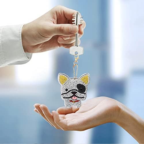 AFHU 4/5Pcs DIY Diamond Painting Keychains 9D Rhinestone Mosaic Making Kit, Double Sided Full Drill Diamond Painting Handicraft Key Chain for Bag Purse Handbag Charms Pendant for Friends Family