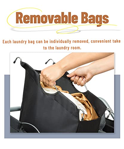 Chariot utilitaire avec sacs de tri de linge amovibles - 4