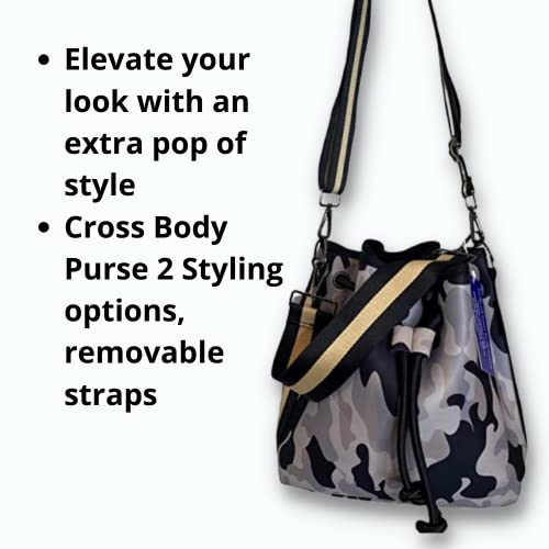 Image of Dallas Hill Mini Crossbody Handbag for Women, Black Crossbody Purse with Red & Silver Stripe,Adjustable Shoulder Strap