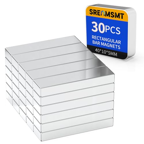 Image of Powerful Neodymium Bar Magnets, 30 Pack Heavy Duty Magnet, 40x10x5mm | Rare Earth Magnets, Rectangular Magnets, Small Magnet Strong for Fridge, DIY, Garage, Kitchen, Science, Craft, Office