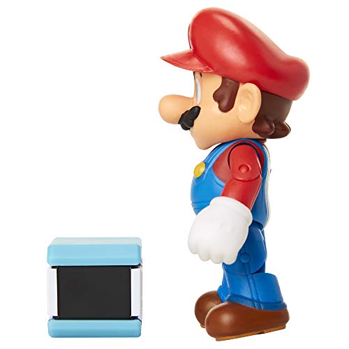 Super Mario Collectible Mario 4" Poseable Articulated Action Figure With Pow Accessory, Perfect For Kids & Collectors Alike! For Ages 3+ #TOP4