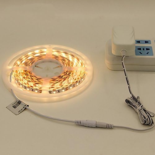 Led Strip Light Kit Super Bright DC12V 24W SMD3528 IP20 Led Tape Light with Power Supply Warm White 3000K 5Meter/ 16.4Feet Plug and Play Using for Homes, Kitchen Cabinet Lights and Car Lighting