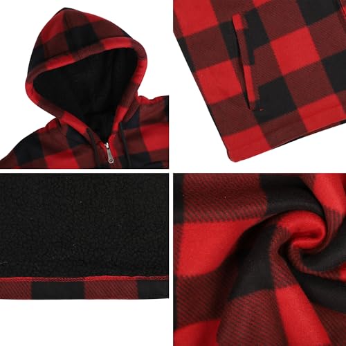 Image of Gary Com Heavy Thick Flannel Plaid Jacket Sherpa Fleece Lined Hoodies for Men Zip Up Winter Warm Coat Zipper Sweatshirt