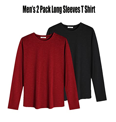 Coofandy Mens 2 Pack Workout Muscle T Shirt Gym Crew Neck Long Sleeve Tee Tops #TOP4