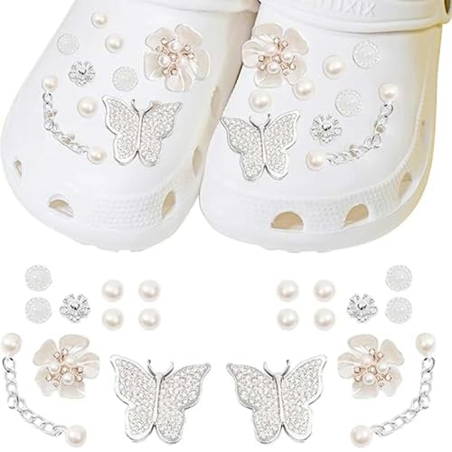 20 pcs Shoe Charms, glitter crocs Bling Chain Charms,DIY Sandals Croc Accessories,Crystal Diamond Shoe Buckle, Chain Shoe Accessory, DIY Creative Accessory,croc charms for adults Slippers, Sandals