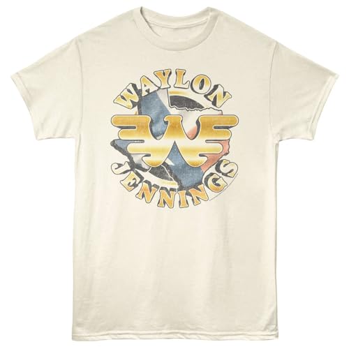 Waylon Jennings T Shirt Logo & Texas Adult Natural Short Sleeve Tshirt American Country Music Graphic Tee