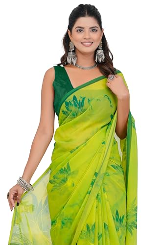 Image of MIRCHI FASHION Saree for Woman Georgette Floral Printed | Lightweight Comfortable Sari for Regular Social Wear and social visits