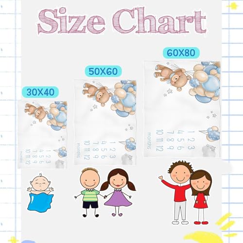 Image of OLIVE OLIVIA Personalized Monthly Baby Milestone Blanket, Baby Months Blanket, Perfect Custom Newborn Gifts,30 inchx40 inch