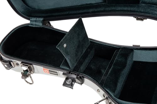 Crossrock Fiberglass Mandolin Case – Contoured for F-Style (Fits Gibson F5) | Silver Gloss, Forest Green Velvet, TSA Lock, Accessory Compartment, Backpack Straps – Sleek Pro Travel Case by Crossrock - Image 3