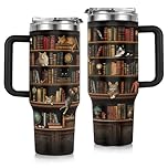 GoMelley Cat Book Tumbler 40oz, Painted Books Mug for Book Lover Gifts Women, Cat Travel Coffee Mug, Bookish Gifts, Books Club Gift for Readers, Librarian, Bookworm, Reading Gift, Bookish Items