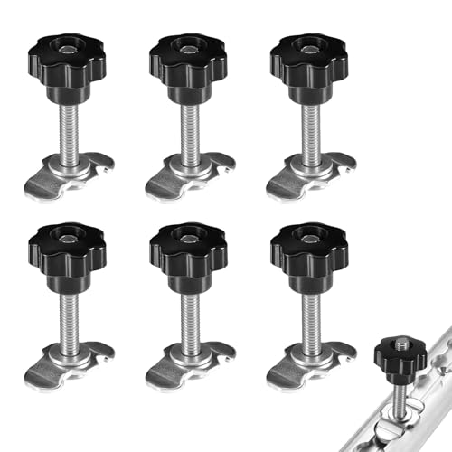 CAINCAY Schraubfitting Airlineschiene, 6 Stück M8x60 Airlinebeschlag Schwarz Airline Fitting Endbeschlag Zurrschiene Zubehör, 500daN Airlineschiene Zubehör für Zurrschienen Wohnmobil Zubehör