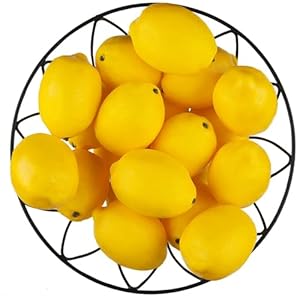 Toopify 20pcs Yellow Artificial Lemons, 3” X 2”,Fake Fruit Lemons Artificial Lifelike Simulation Lemon for Home House Kitchen Party Decoration