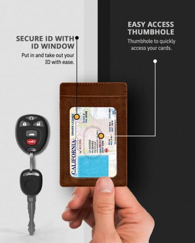 Image of Access Denied Slim Minimalist Wallets For Men & Women - Leather Front Pocket Thin Mens Wallet RFID Credit Card Holder Gifts For Men