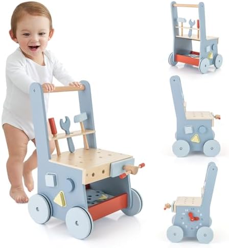 LIFEZEAL Andador de Madera para Bebés, Primeros Pasos del Bebé co...