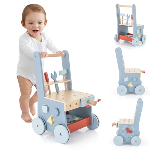 Trotteur bébé évolutif en bois pour aider bébé à marcher sans glisser
