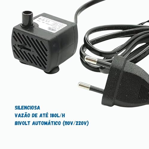 Bomba Submersa para Aquário Napi, 180L/h, Kit com 2 Unidades, Bivolt, para Água Doce ou Salgada